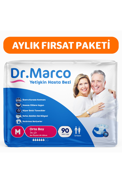 DR.MARCO Belbantlı Tekstil Yüzey Hasta Bezi M-medium Beden 90 Adet