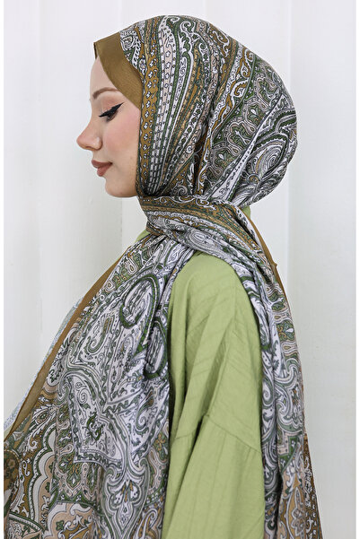 sefamerve Ethnic Pattern Janjan Shawl 70304-08 Beige Green