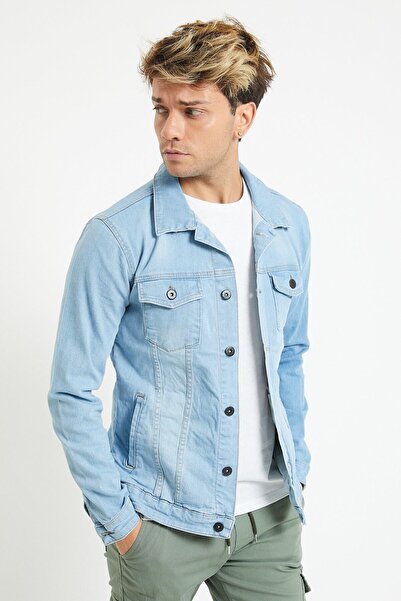 Serseri Jeans Erkek Buz Mavisi Slim Fit Kot Ceket