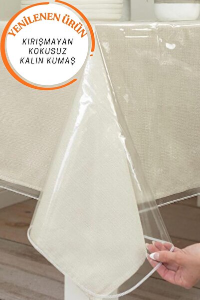 Gülce Home Collection Pvc Silinebilir Masa Örtüsü Süs Dikişli