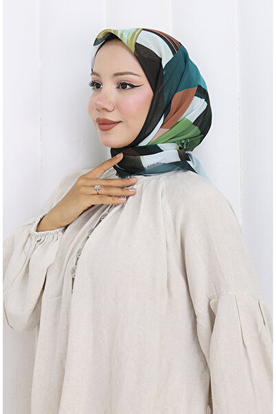 sefamerve Dijital Baskılı Eşarp 70320-05 Koyu Petrol Hardal