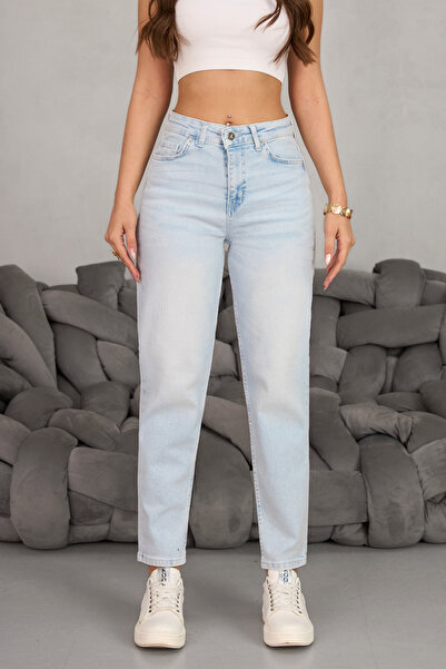 BİKELİFE Blugi Mom de damă elastici/lycra cu talie înaltă