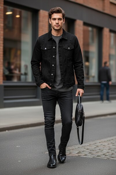 DYNAMO Men's Full Stretch Fabric Flexible Slim Fit Denim Jacket