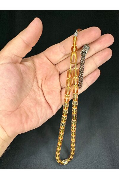 Anemore Collection كبسولة مسبحة كهرمان النار باللون البيج 11 مم × 7 مم T-535