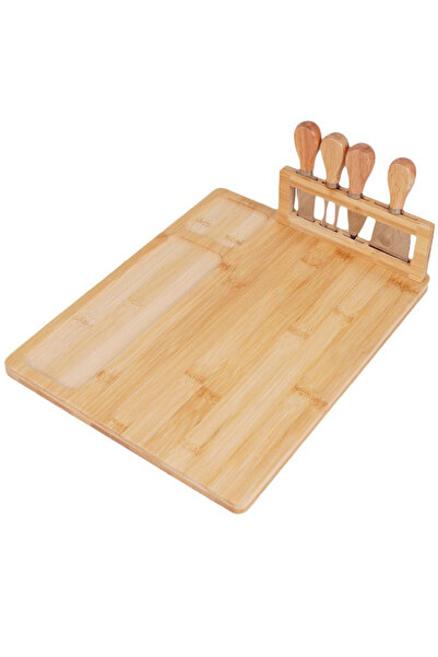 OptimStar Platou de servire pentru brânzeturi cu 4 cuțite din oțel inoxidabil...