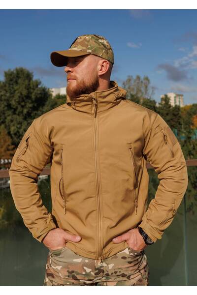 Lion camo "Akula" fur-lined softshell jacket, windproof and water-repellent, Outdoor