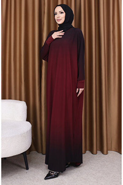 sefamerve Yarasa Kol Sandy Elbise 1908-10 Bordo