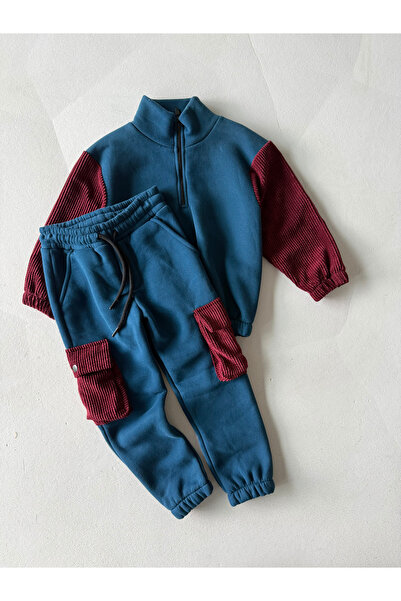 rg kidsstore Girls / Boys Velvet Detailed Tracksuit Set_Rg1433