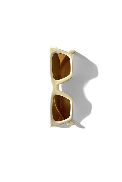 REN EYEWEAR نظارات ديبرا الشمسية مربعة الشكل من الزجاج البني بلون كريمي للجنس...