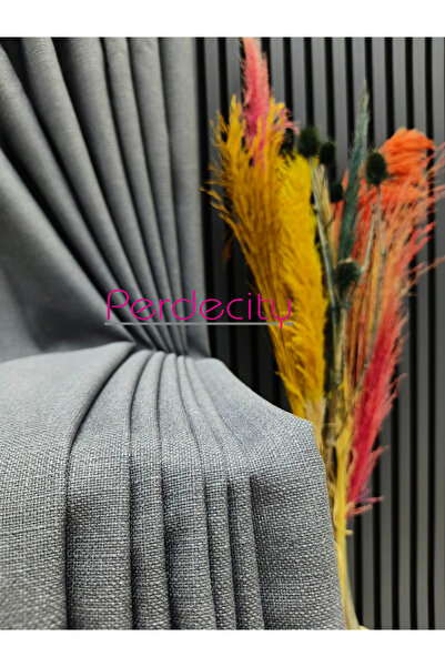 PERDECITY Naturel Keten Fon Perde Tek Kanat ( pilesiz ) Düz Dikim