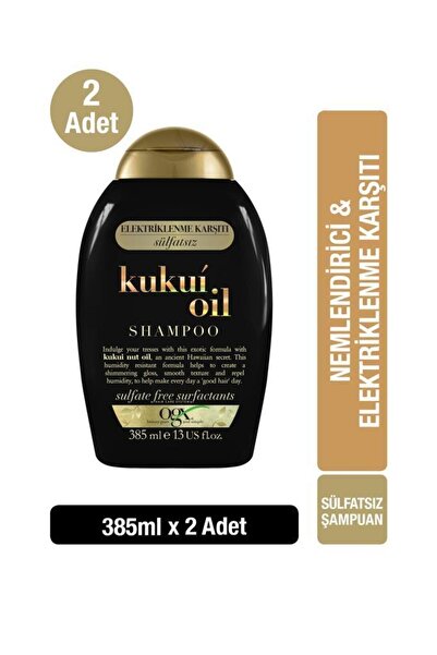 OGX Nemlendirici & Elektriklenme Karşıtı Kukui Oil Sülfatsız Şampuan 385 Mlx2