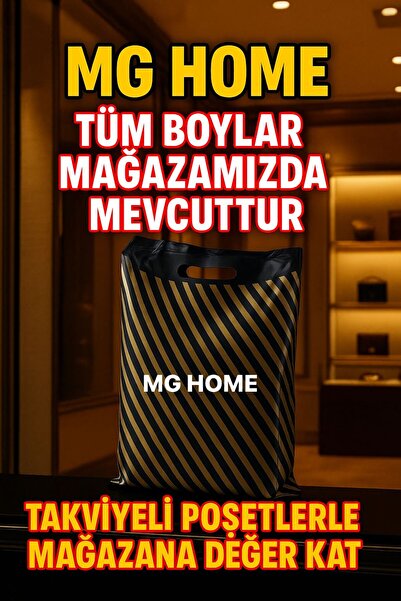 MG HOME NO-2- 1 PAKET Mağaza Poşeti Çizgili Siyah Poşet 50 ADET 1 PAKET Takvi...