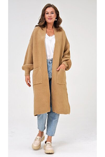 NİSUM MODA Cardigan gros tricotat în cruce