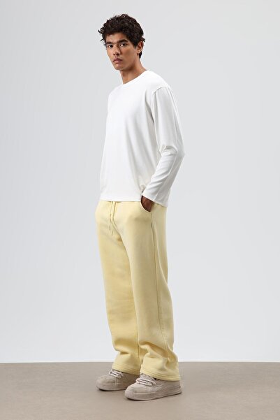 VAMOSCLO Washable Baggy Sweatpants Bottom Yellow