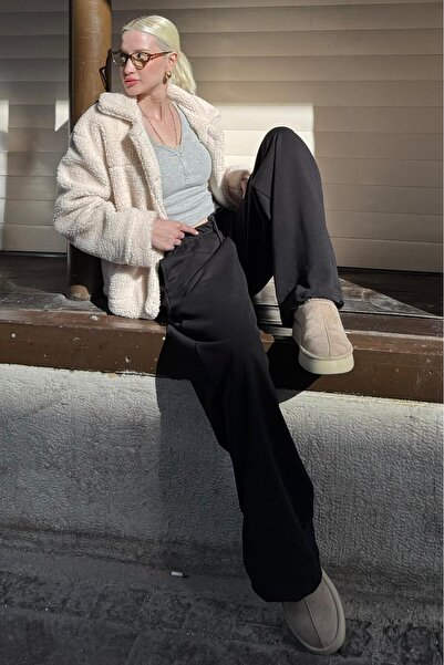 Madmext Black Barrel Fit Women's Sweatpants Mg2553