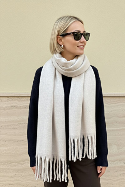 novon Klein Soft Touch Tassel Detailed Wool Textured Premium Fringed Scarf (195 X 45 cm)