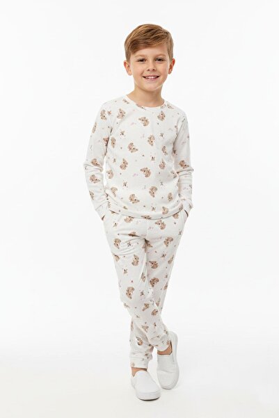 NEWKİDS Koala Patterned Transitional Unisex Children's Cotton Pajama Set