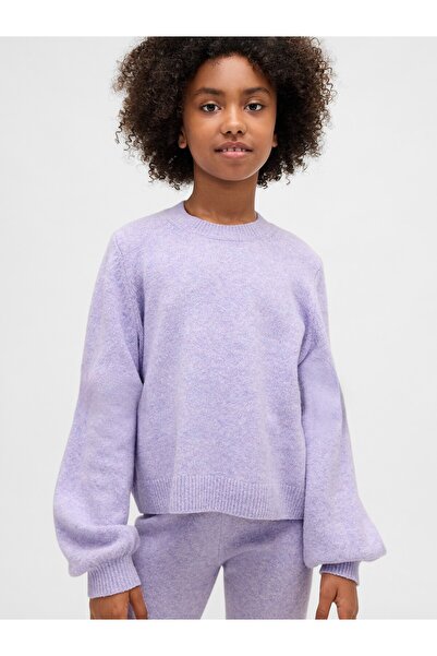 GAP Kız Çocuk Mor CashSoft Bisiklet Yaka Kazak