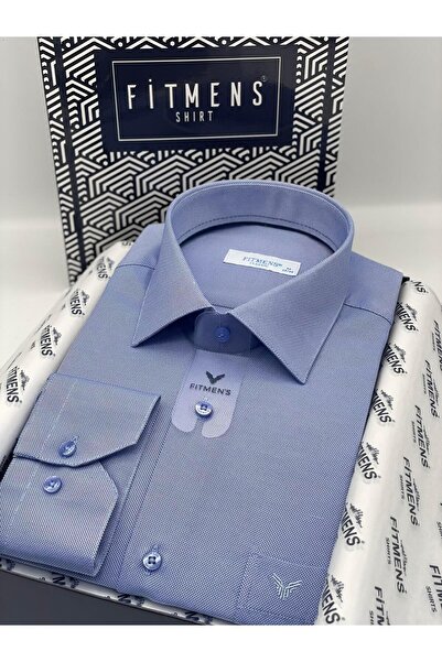 Fitmens Klasik Uzun Kol Oxford Hediye Kutulu Kolay Ütülenebilir Erkek Gömlek FS-001254 - Koyu Mavi