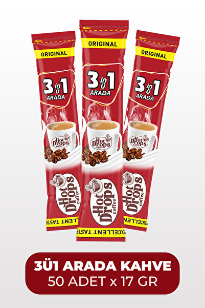 HOT DROPS 3ü1 Arada Kahve Original (50 ADET X 17 GR) Hazır Kahve