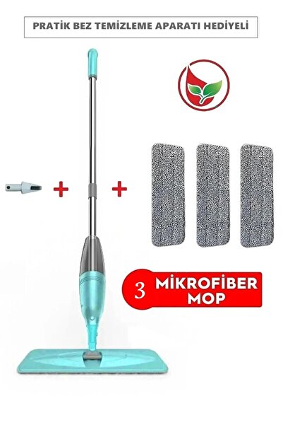 Nalbur Sepeti Sprey Mop Deterjan Hazneli 3 Adet Yedek Bezli Spray mop