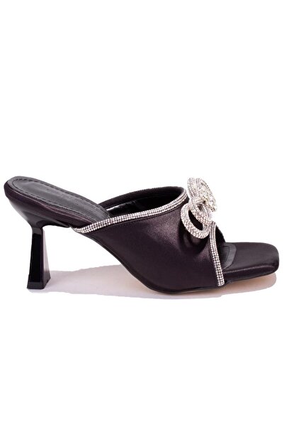 DAGOSTER DZA07-1125029 Papuci de damă cu toc, din satin negru