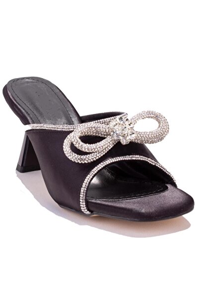 DAGOSTER DZA07-1125029 Papuci de damă cu toc, din satin negru