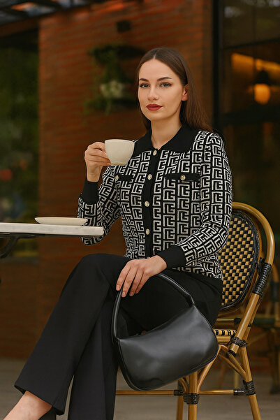 semela New Season Patterned Cardigan and Tricot Suit with Pants