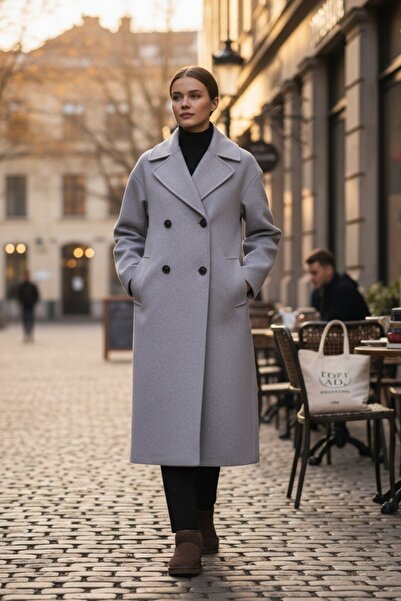 Morlex Palton gri din catifea importat pentru femei