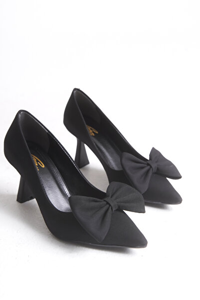 ELAIA SHOES ARLENA Kadın Büyük Fiyonklu Topuklu Ayakkabı Siyah