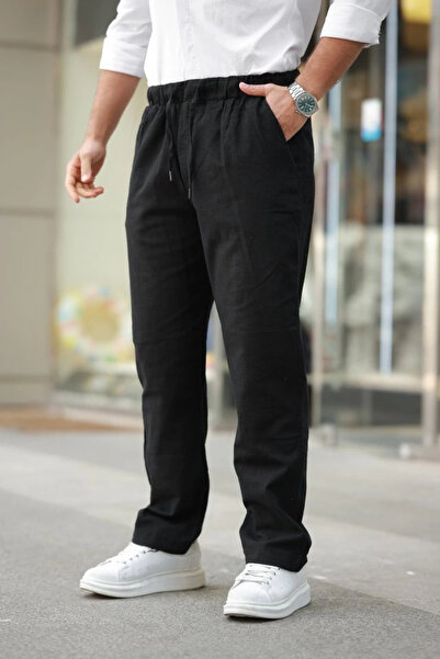 Asil Acar Home Men's Elastic Waist Linen Casual Pants
