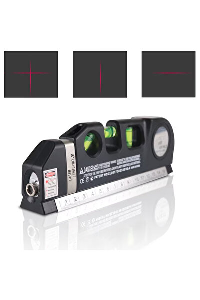varioshop Nivelă laser 3 în 1, ruletă de 2,5 m, 3 nivele cu bulă de aer, marcare orizontală și verticală