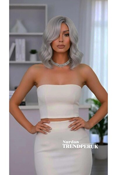 Nurdan Trend Peruk Silver Gri Yan Tül Peruk