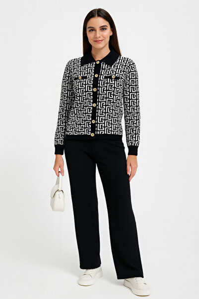 semela New Season Patterned Cardigan and Tricot Suit with Pants