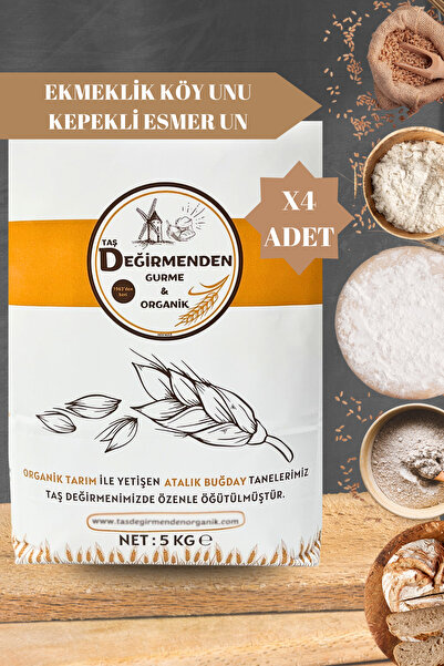 Taş Değirmenden Organik Atalık Ekmeklik Köy Unu - Kepekli Esmer Un - 20 Kilo