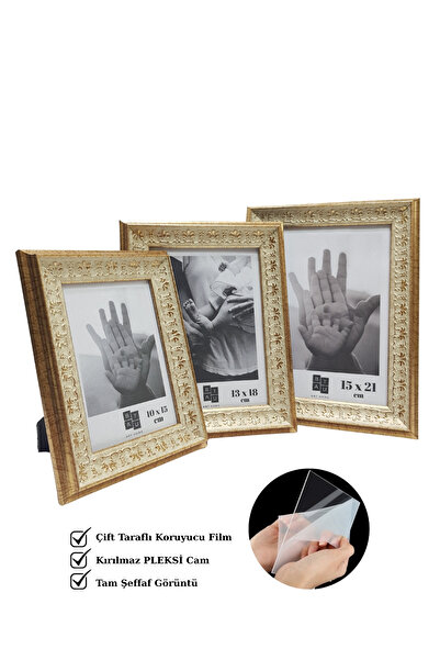 Batu Art Home Fotoğraf Çerçevesi Üçlü Set Korumalı Kırılmaz Pleksi Camlı Masa...