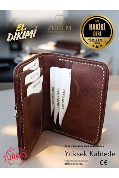 ZERİUM Genuine Leather Lucen – Hand-Stitched Premium Men's Wallet Card Holder