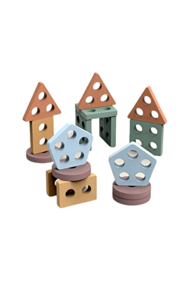 OEM Jucarie educativa tip sortator din lemn cu 5 coloane si 20 de placute cu diferite forme geometrice3+