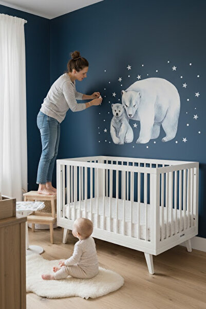 Kt Grup Kutup Ayıları Anne Ve Yavrusu Duvar Sticker