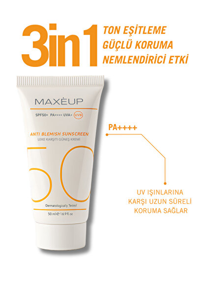 Maxeup Spf 50+ Anti-Blemish Sunscreen |   Facial Sunscreen |   Glutathione, A...