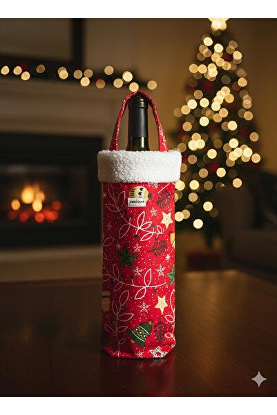 Sumicorn Design Husă pentru sticlă de vin de Crăciun cu model roșu – Geantă c...