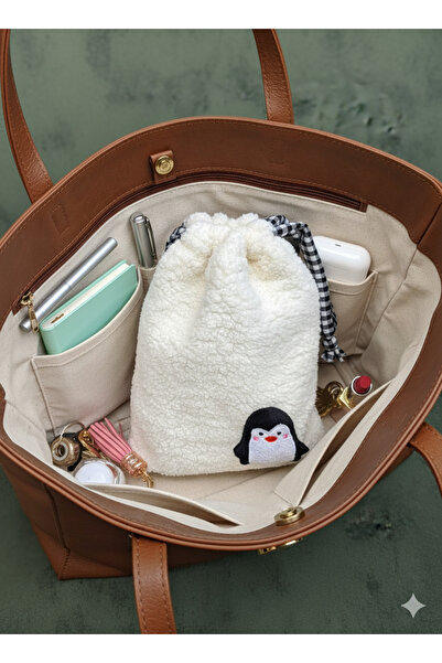 Sumicorn Design حقيبة مكياج مبطنة برباط من القطيفة على شكل بطريق لطيف