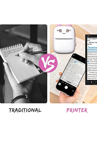 varioshop Σετ Mini Imprimanta Termica si 10 Role VarioShop®, Bluetooth, Συμβατό iOS/Android, Roz