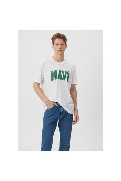 Mavi M0611711-620 Logo Tişört Beyaz Ss Erkek T-shirt