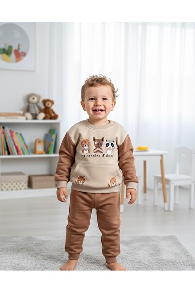 Egelite Doli Kids Sevimli Hayvan Baskılı 3 İplik Şardonlu Kışlık Kalın Erkek ...