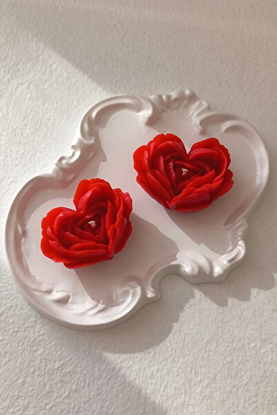 Handmade 🌹2’li Kırmızı Kalpli Gü soy vax Mum🌹
