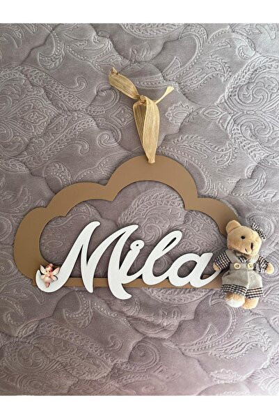 lalobaco Bebek Çocuk Odası Kapı Süsü/ Saydam 3 Boyutlu AYICIKLI Bulut Tasarım/ Ahşap Kesim/ Kişiye Özel İsim