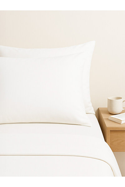 PureText طقم غطاء وسادة من القطن الطبيعي باللون الأبيض مكون من قطعتين من Pure...