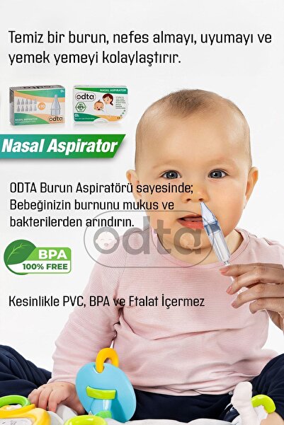ODTA Burun Aspiratörü ve 12 Yedek Uç | Bebek Nazal Aspiratör | Burun Temizleyici | Nasal Aspiratör