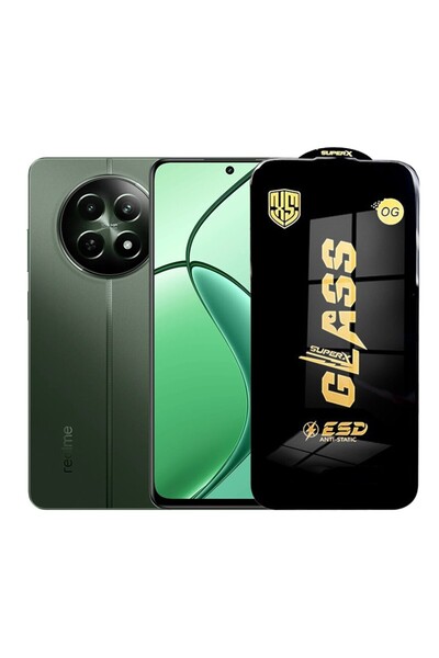 Flippy Protector de ecran pentru Realme 12 (Flippy) — sticlă securizată ESD de 0,35 mm, margini negre, antistatică